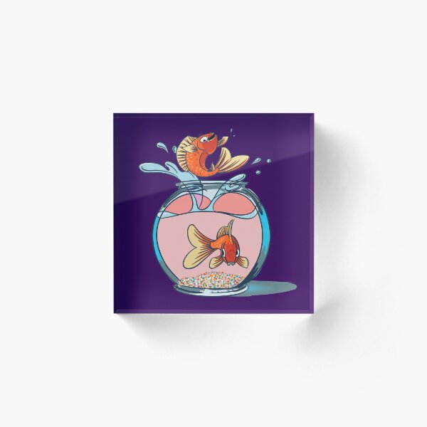 Happy Jumping Goldfish Acrylic Block