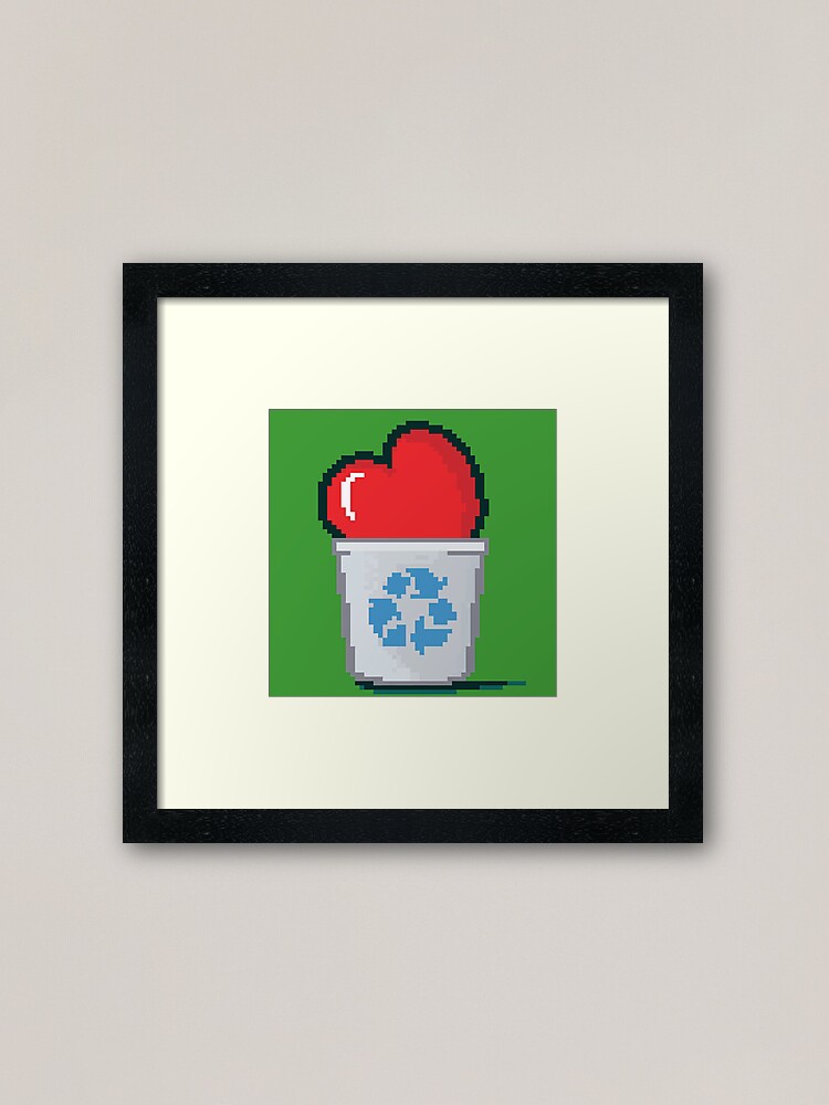 Alternate view of Pixel Heart Recycled Framed Art Print