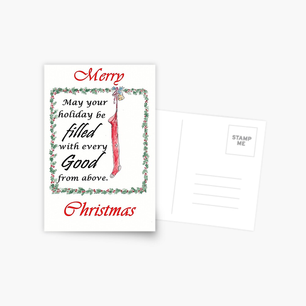 Merry Christmas card- from The Empty Little Stocking:A Christmas Tale (book cover) Postcard