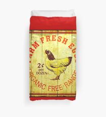 FARM FRESH EGGS: Vintage Advertising Print Duvet Cover