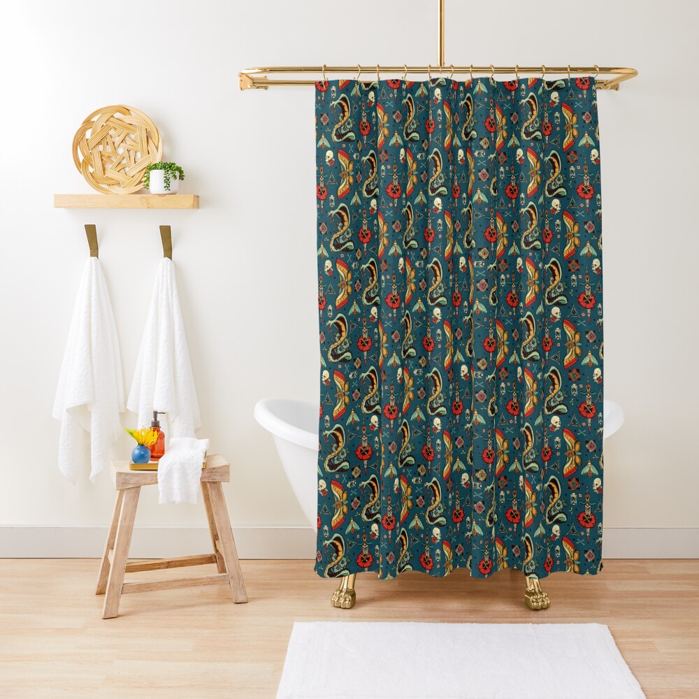 Blue Bold Eyes Pattern Shower Curtain
