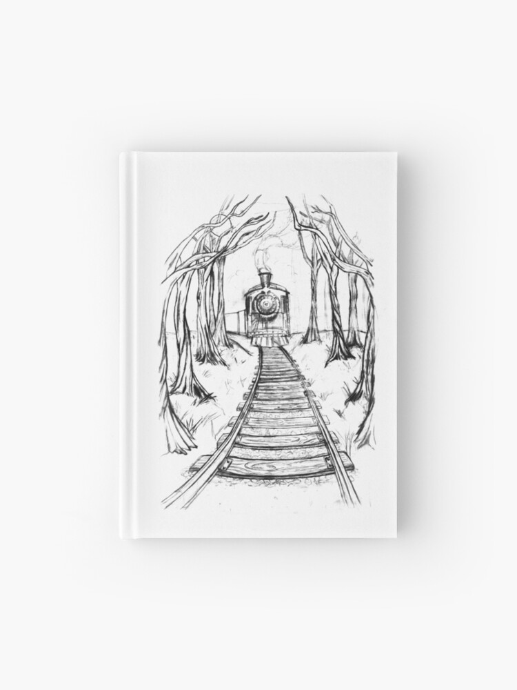 Wooden Railway Pencil Illustration Railroad Train Tracks In