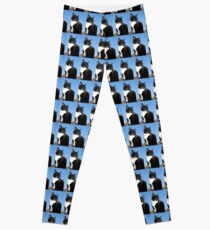 Black and white cat portrait Leggings