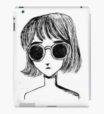 Retro Black and White Sunglasses Girl iPad Case/Skin