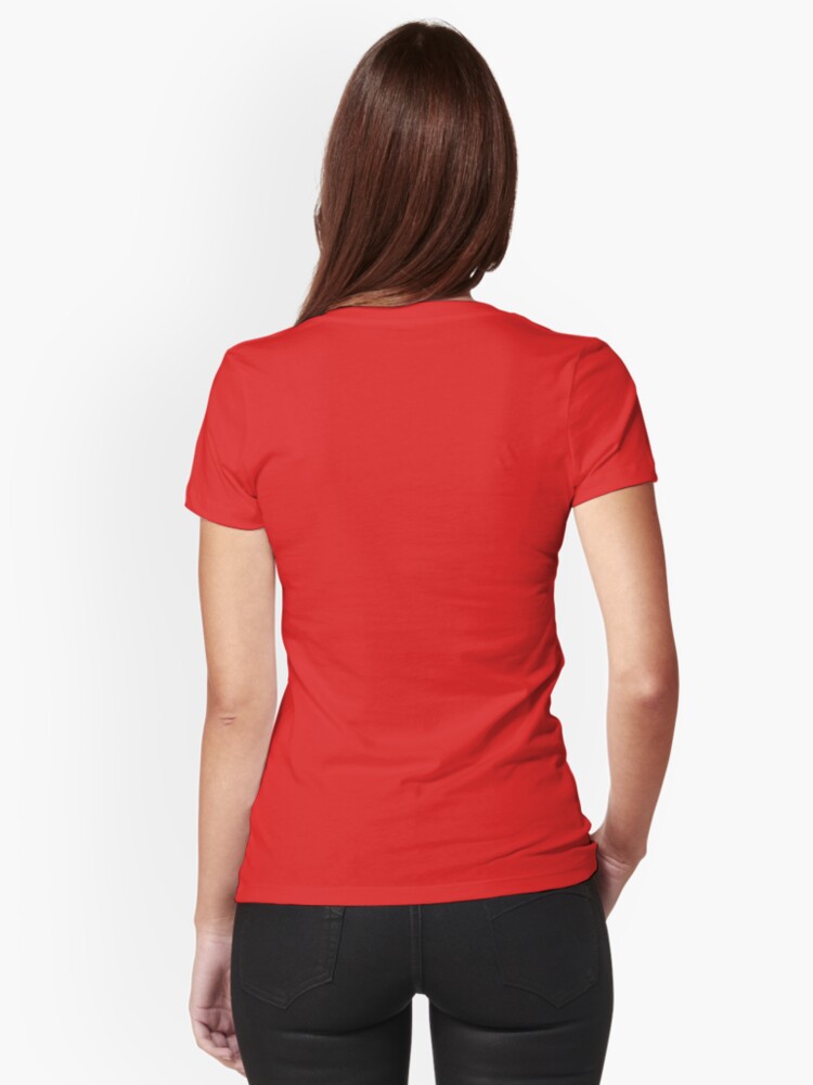 Alternate view of A colorful dramatic Cat is sitting on a colorful quilt Fitted V-Neck T-Shirt