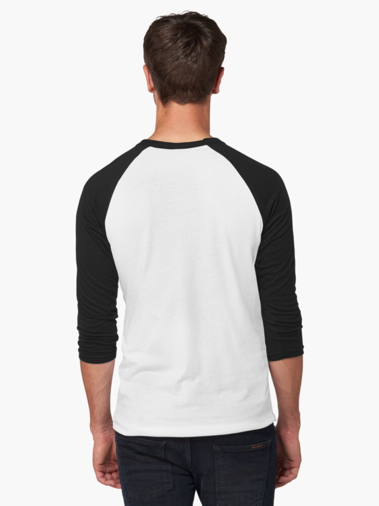 Alternate view of Letter C Black And White Wreath Monogram Initial Baseball ¾ Sleeve T-Shirt