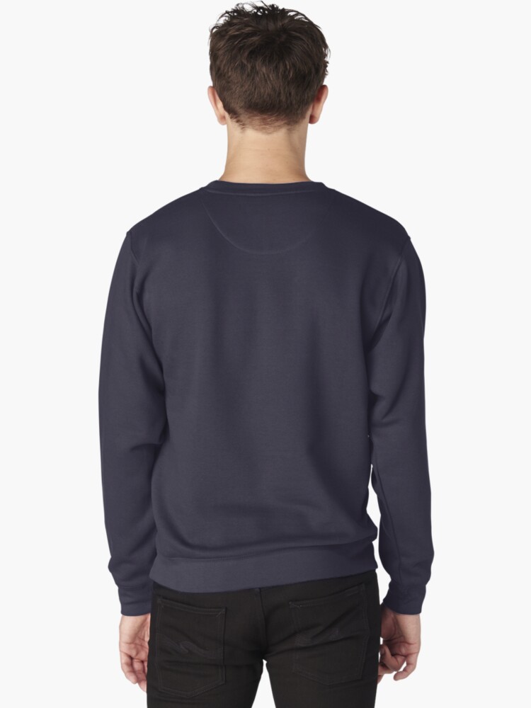 Alternate view of Fairy-tale forest. Fox, bear, raccoon, owls, rabbits, flowers and herbs on a blue background. Pullover Sweatshirt